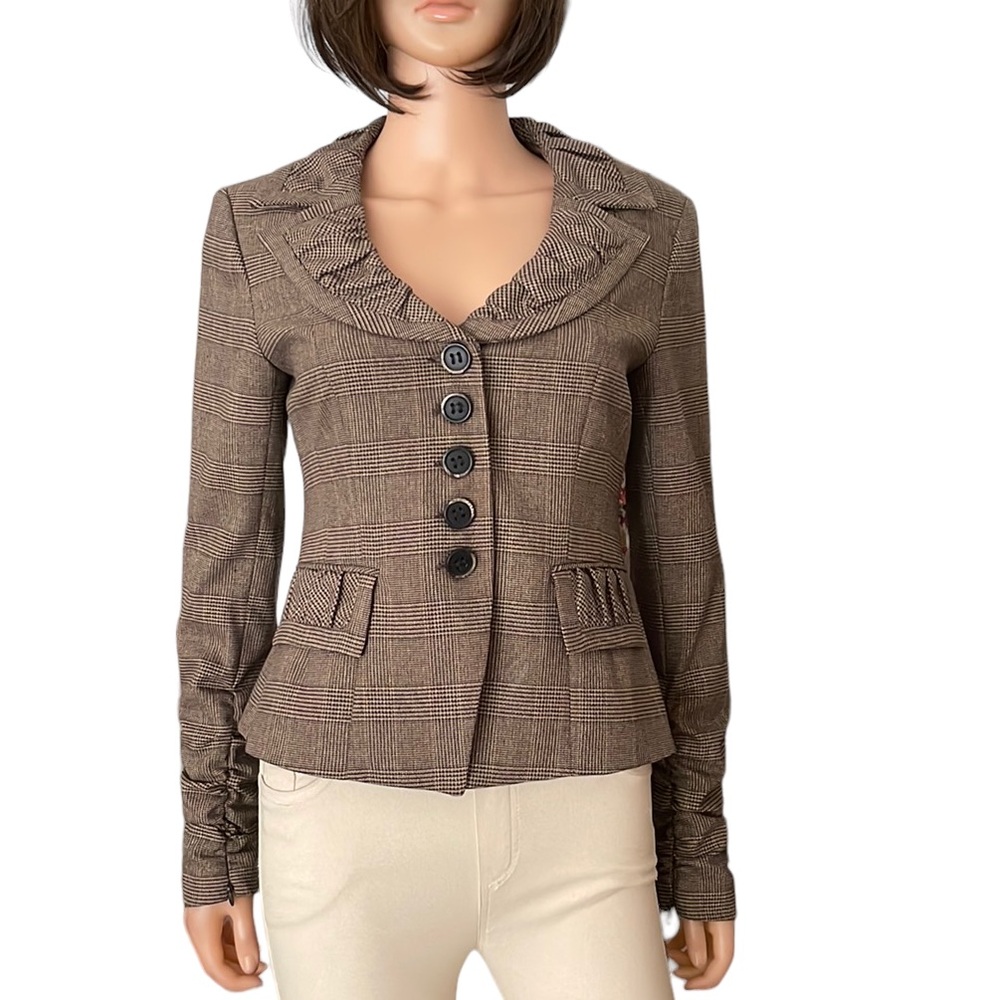 NWOT Vintage Nanette LaPore brown plaid blazer